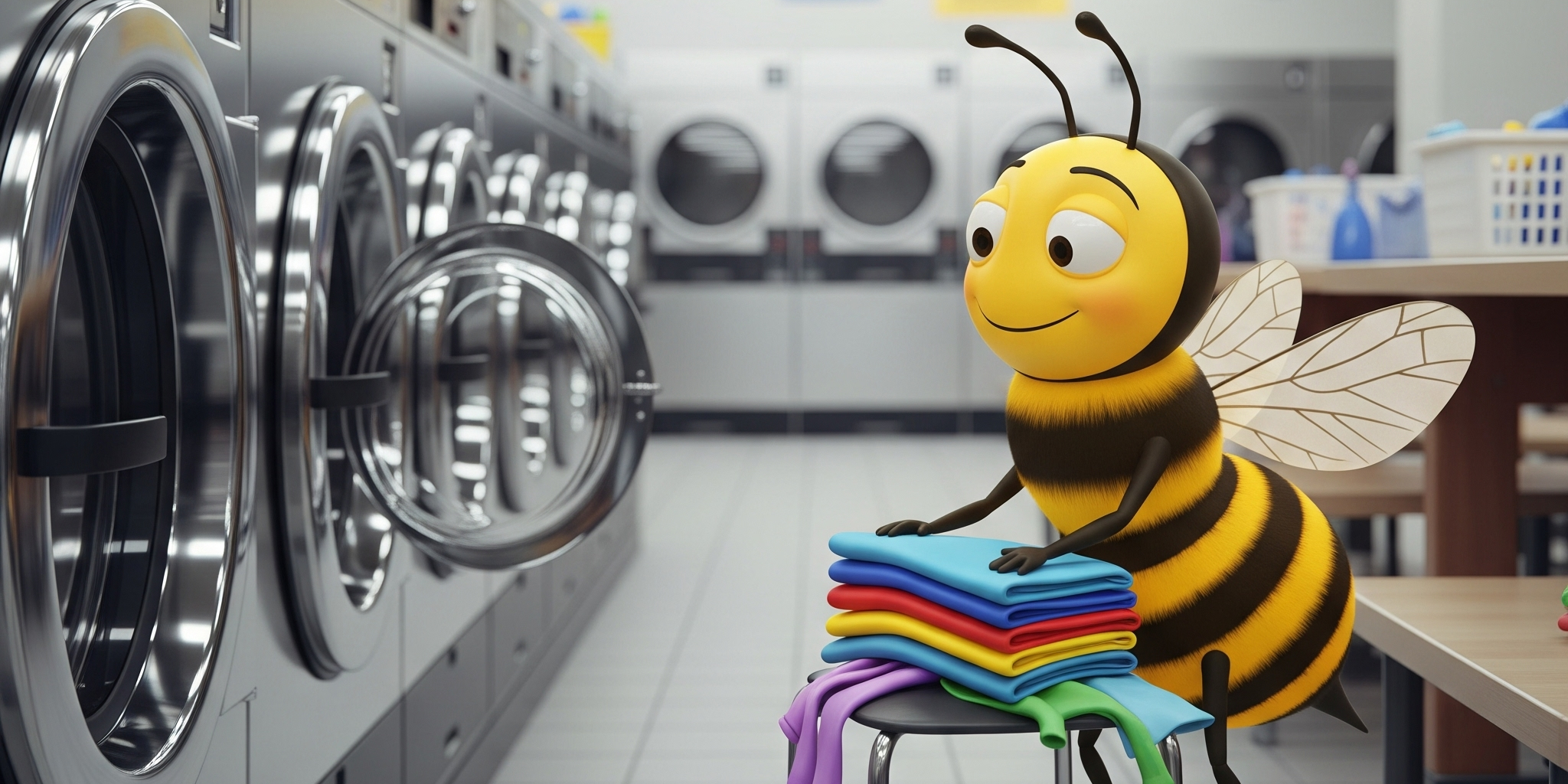Bee Doing Laundry At Laundromat 1200X800