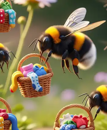 Cute Bees With Laundry Baskets 1200X800