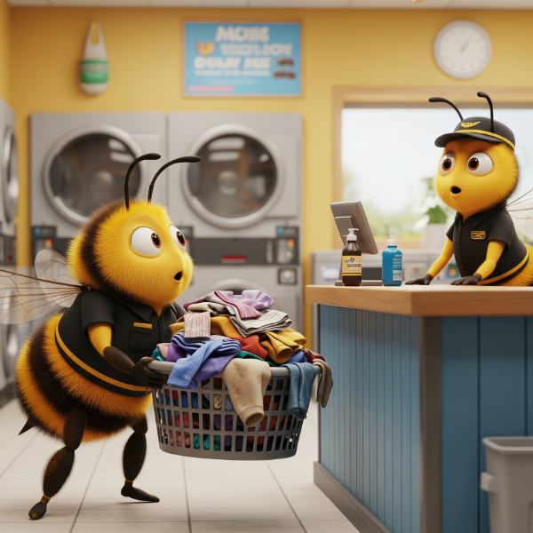 Bee Dropping Off Laundry At The Wash And Fold 600X600