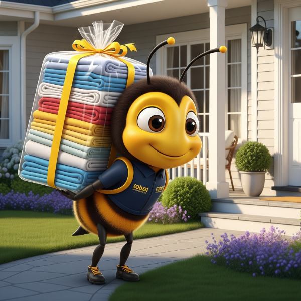 Bee Delivering Laundry To House 600X600